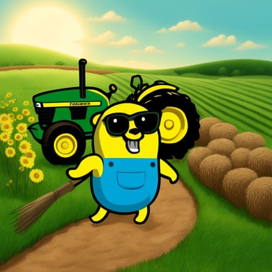 Go Blue Gopher as Farmer John Deere