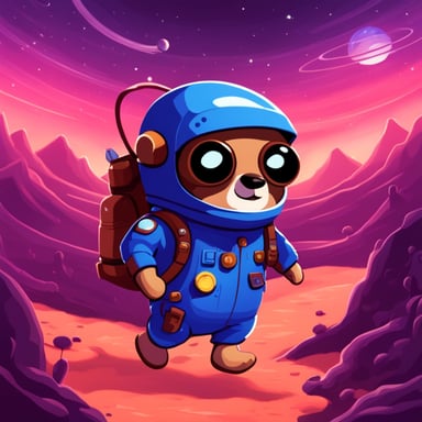 Go Blue Gopher as a space adventurer explores the vast universe, facing unknown challenges and discovering new worlds.