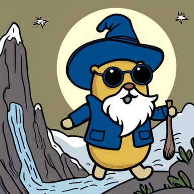 Go Blue Gopher, with a long guru white beard, embarks on an adventure.