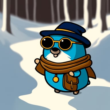 Go Blue Gopher, with a long guru white beard, embarks on an adventure.