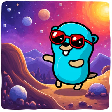 Go Blue Gopher explores the vast universe, facing many new words.