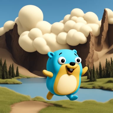 Go Blue Gopher runs and sees a cloud in front of him with CKV written on it.