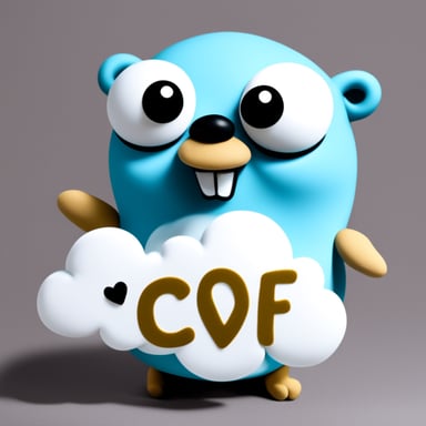 Go Blue Gopher holds a cloud with CKV written on it.