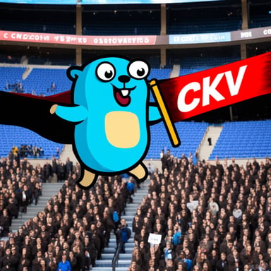 Go Blue Gopher carries a huge banner that says CKV.