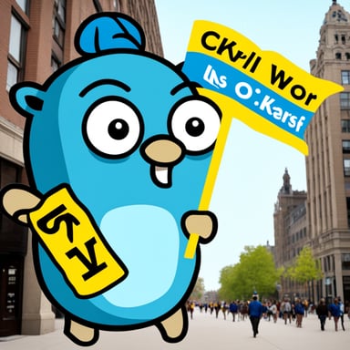 Go Blue Gopher carries a huge banner that says CKV.