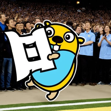 Go Blue Gopher carries a huge banner that says CKV.