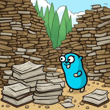 Go blue gopher quickly finds what he needs in a large pile of words CKV