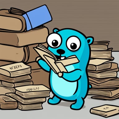 Go blue gopher quickly finds what he needs in a large pile of words CKV