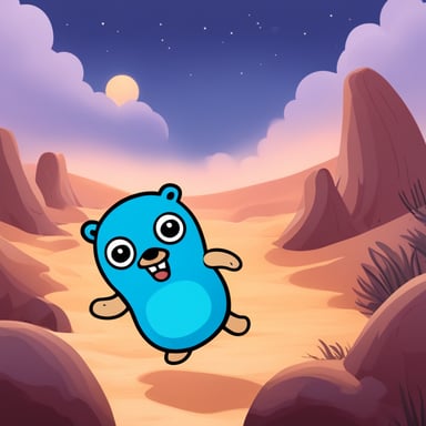 A nimble go blue gopher runs around the word CKV and looks for new words.