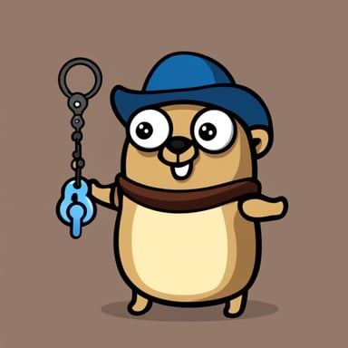 Go Blue Gopher as a hacker with a key.