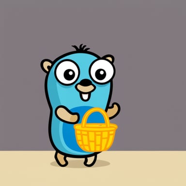 Go blue gopher holding basket