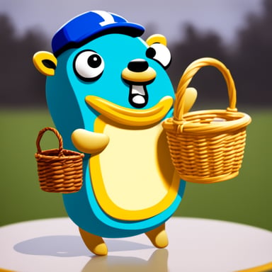 Go blue gopher holding basket