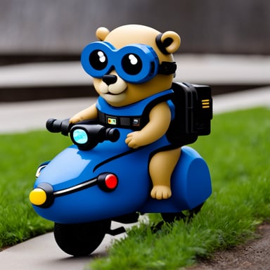 Go Blue Gopher with hoverbike.