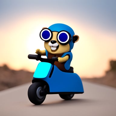 Go Blue Gopher with hoverbike.