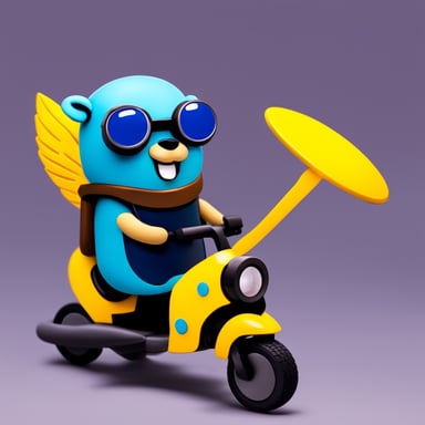 Go Blue Gopher with hoverbike.
