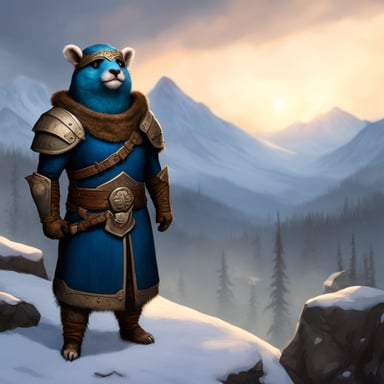 Go Blue Gopher in Skyrim armor.