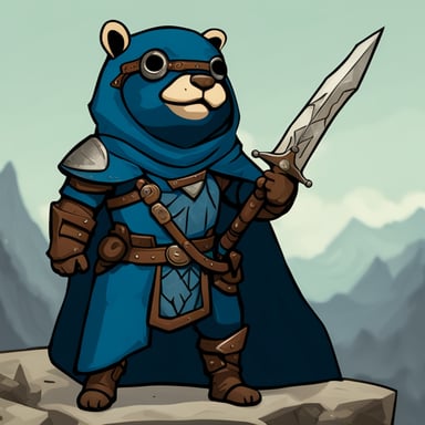 Go Blue Gopher with Skyrim armor and sword.
