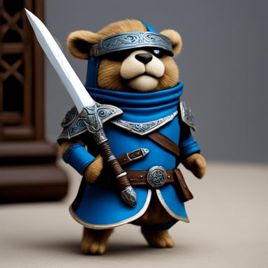 Go Blue Gopher with Skyrim armor and sword.