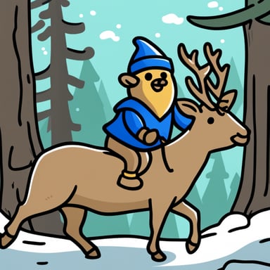 Go Blue Gopher as an elf on an elk.