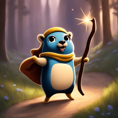 Go Blue Gopher as a fantasy gopher elf wielding a bow