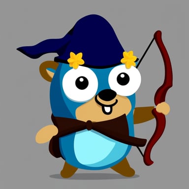 Go Blue Gopher as a fantasy gopher elf wielding a bow