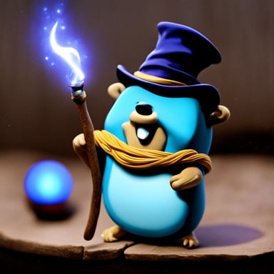 Go blue gopher casting a spell.