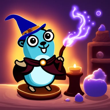 Go blue gopher casting a spell.