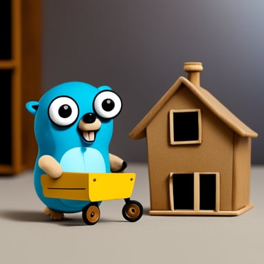Go Blue Gopher touring a house.