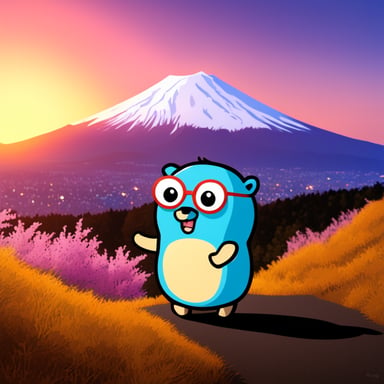 Go Blue Gopher visiting Mount Fuji in Japan