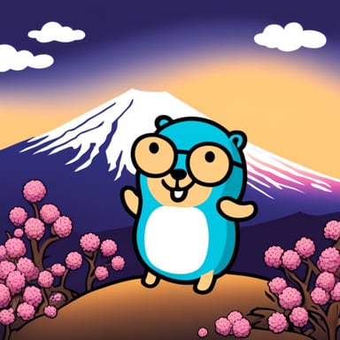 Go Blue Gopher visiting Mount Fuji in Japan