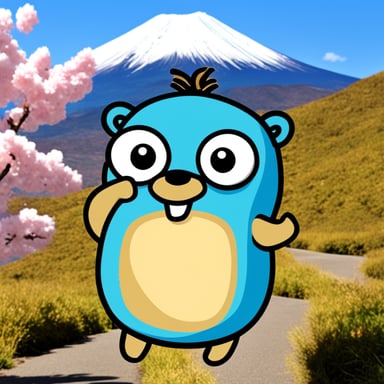 Go Blue Gopher visiting Mount Fuji in Japan