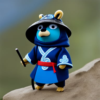 Go Blue Gopher dressed as a samurai