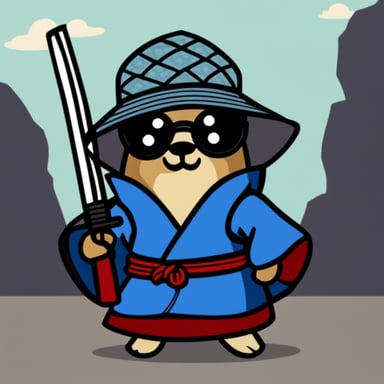 Go Blue Gopher dressed as a samurai