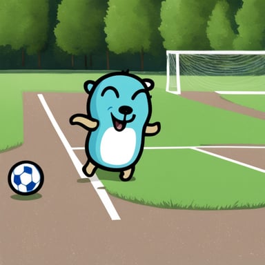 Go Blue Gopher playing soccer.