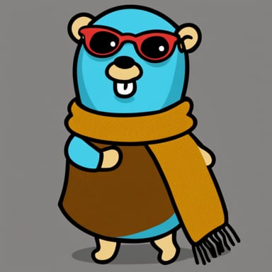 Go Blue Gopher wears a scarf and a T-shirt that says WindKube.