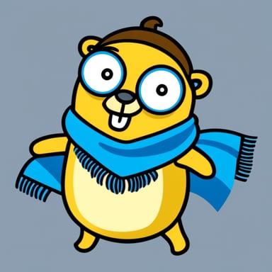 Go Blue Gopher wears a scarf and a T-shirt that says WindKube.