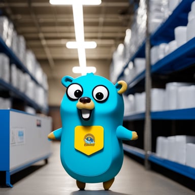 Go Blue Gopher accepts applications, standing in a stall, and behind the factory.