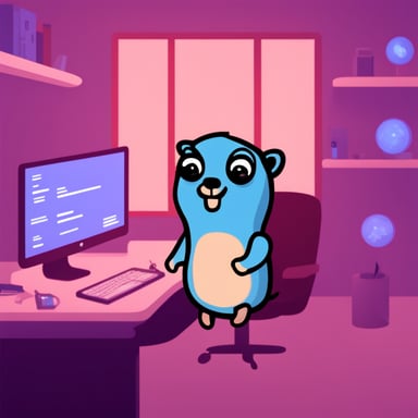 Go Blue Gopher with game development styling