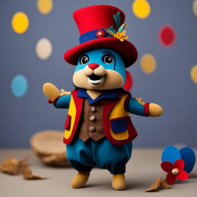 Go Blue Gopher as an old-timey jester with the hat and patchwork clothes.