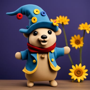 Go Blue Gopher as an old-timey jester with the hat and patchwork clothes.