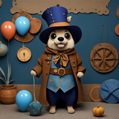 Go Blue Gopher as an old-timey jester with the hat and patchwork clothes.