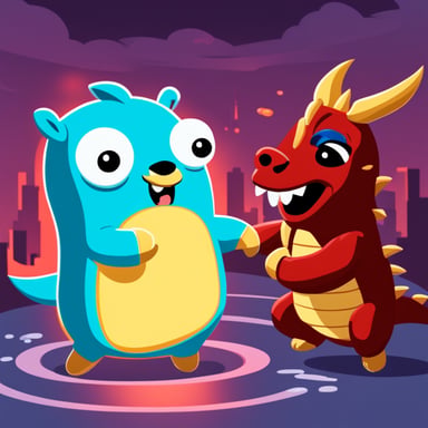 Epic go blue gopher fighting a dragon.