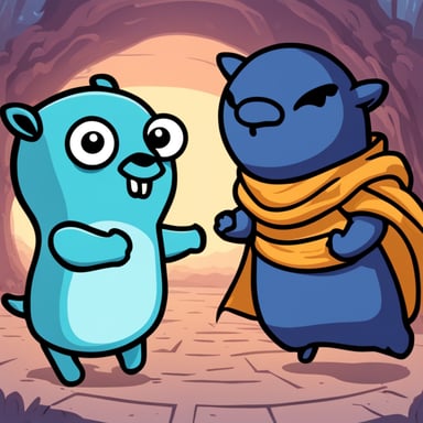 Epic go blue gopher fighting a dragon.