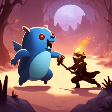 Epic go blue gopher fighting a dragon.