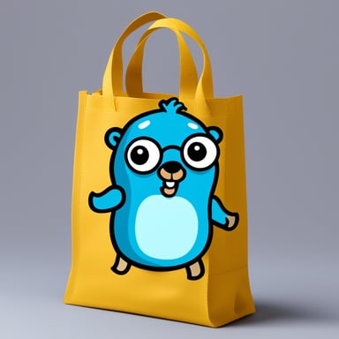 Go Blue Gopher tote bag with a transparent background.