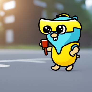 Go Blue Gopher carrying a tote bag, handing out code snippets.