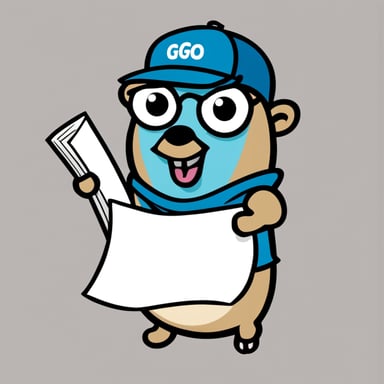 A Go Blue Gopher carrying a tote bag, in front of a blank background. The gopher is handing out instructions on a piece of paper.
