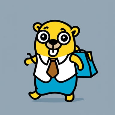 A Go Blue Gopher carrying a tote bag, in front of a blank background.