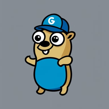 A Go Blue Gopher on a tote bag, in front of a blank background.
