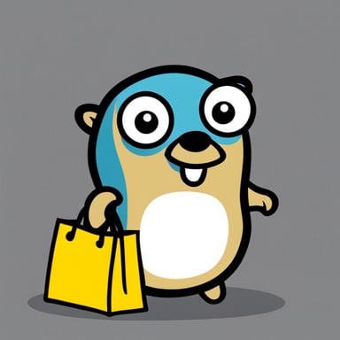 A Go Blue Gopher on a tote bag, in front of a blank background.